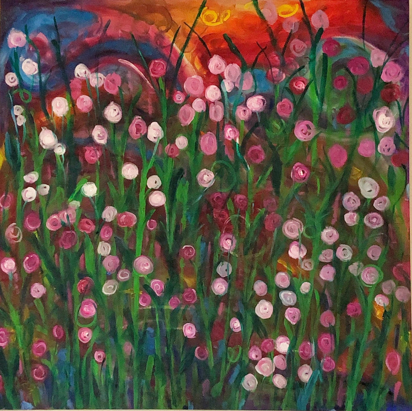 Sunset Flowers Oil Painting