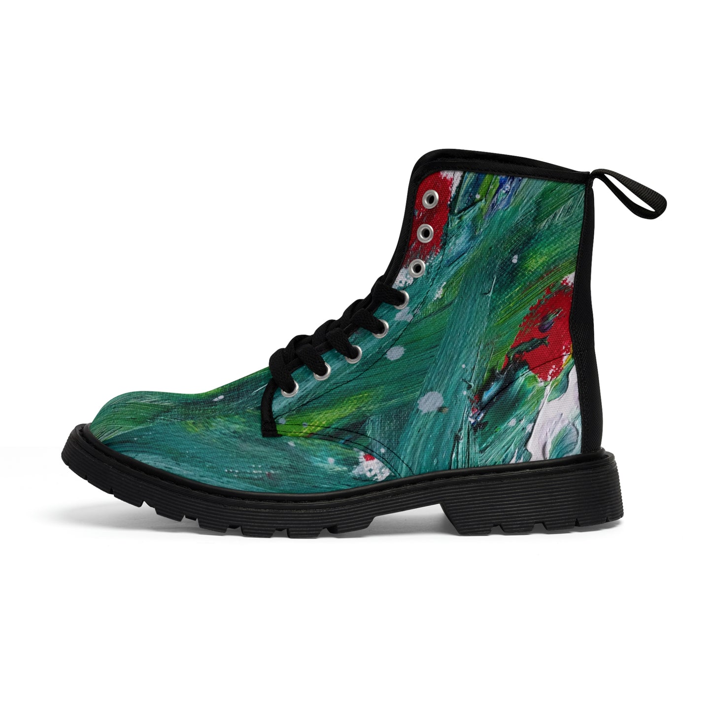 Men's Canvas Boots in Red Poppy Print