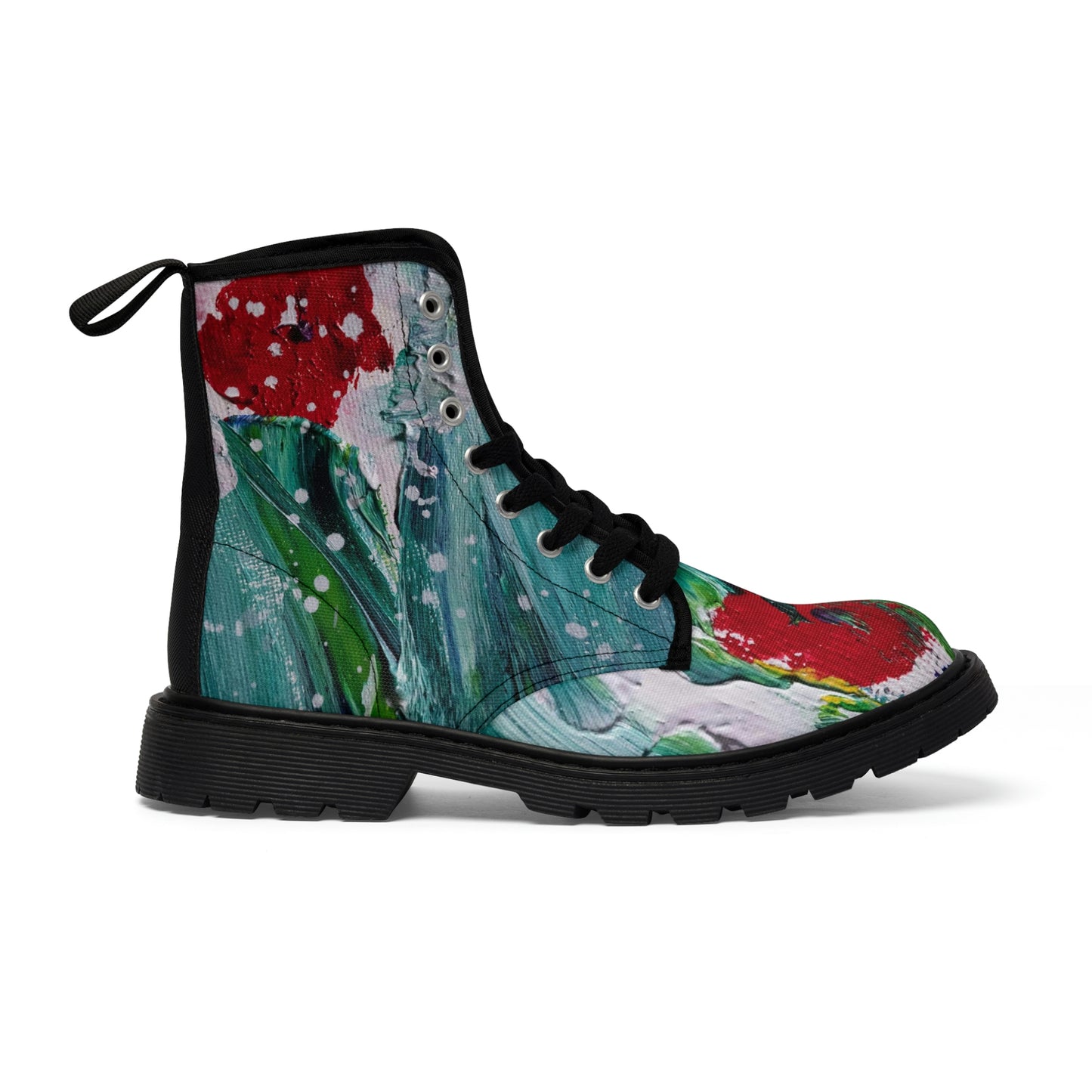 Men's Canvas Boots in Red Poppy Print