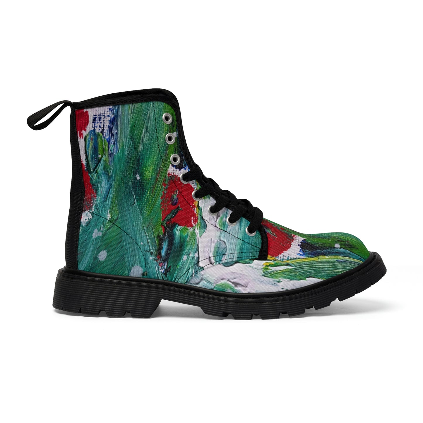 Men's Canvas Boots in Red Poppy Print