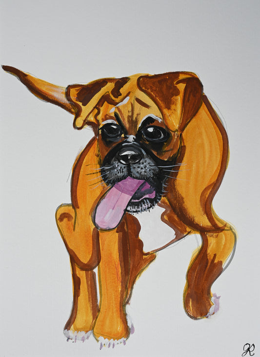 Boxer dog Gouche Painting SOLD