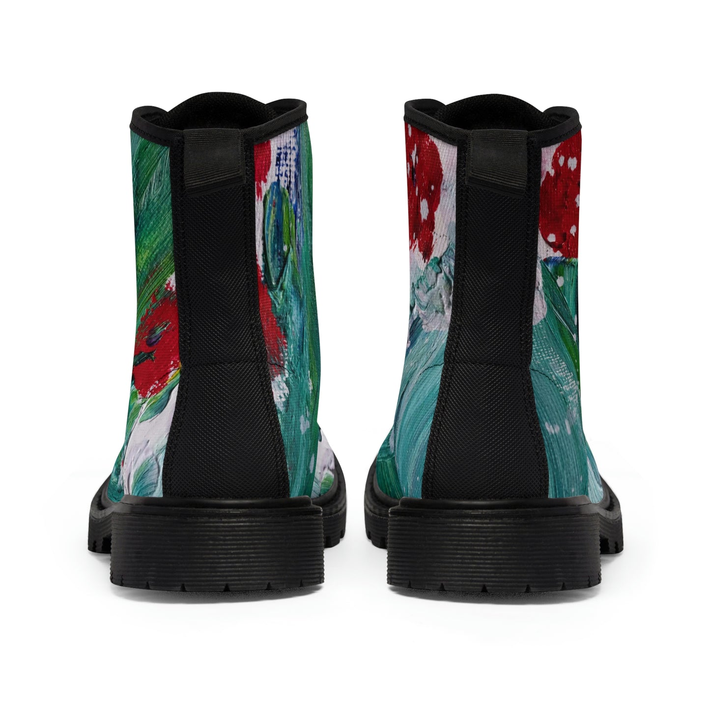 Men's Canvas Boots in Red Poppy Print