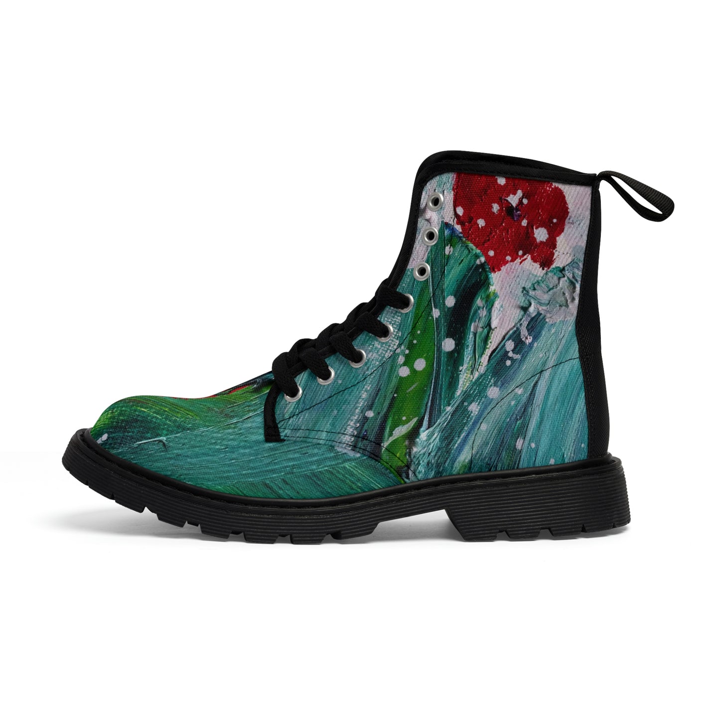 Men's Canvas Boots in Red Poppy Print